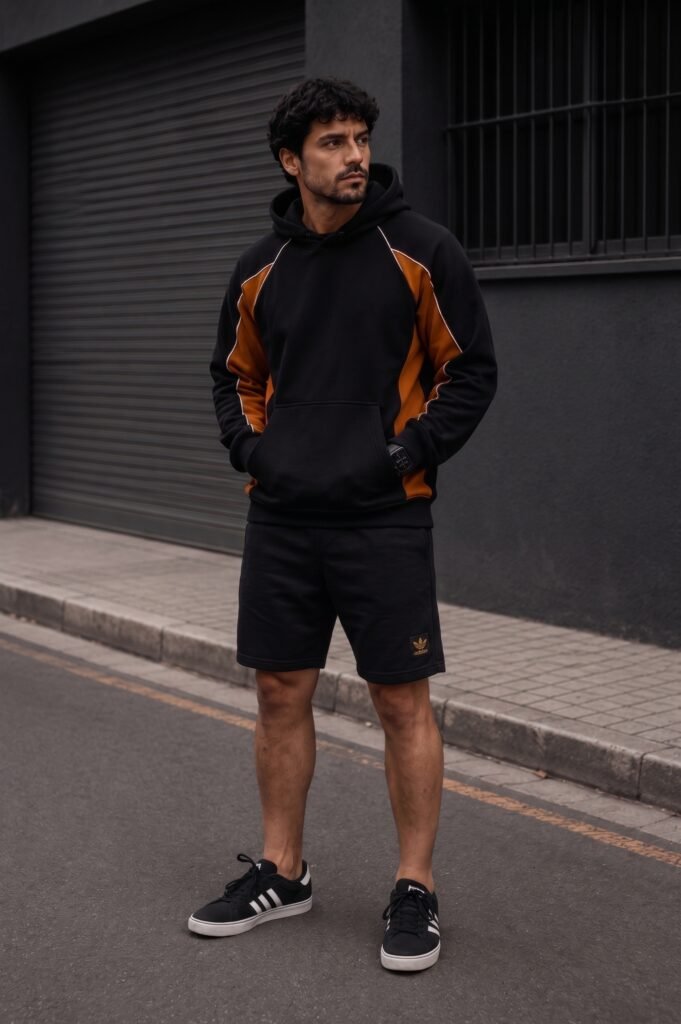 buzo oversize SPORT black & caramel